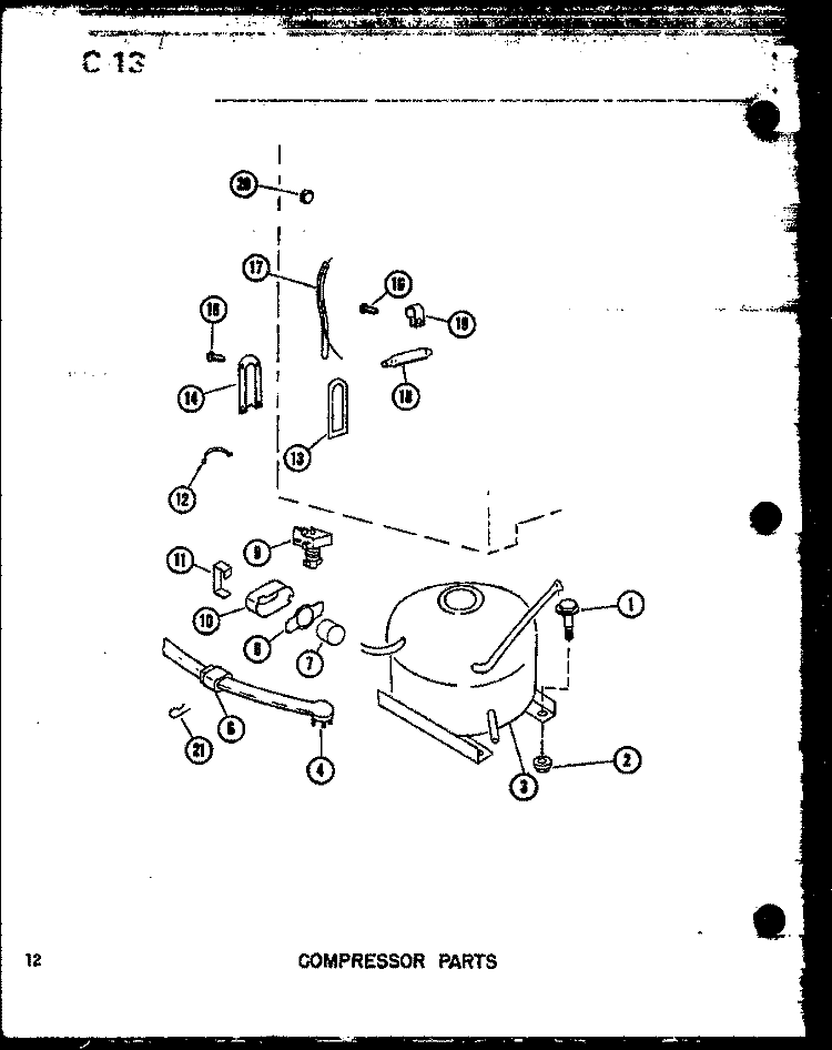 COMPRESSOR PARTS Diagram and Parts List for U23C-A P6034573W A Amana Freezer