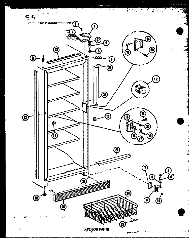 INTERIOR PARTS Diagram and Parts List for UF22C P6034582W Amana Freezer