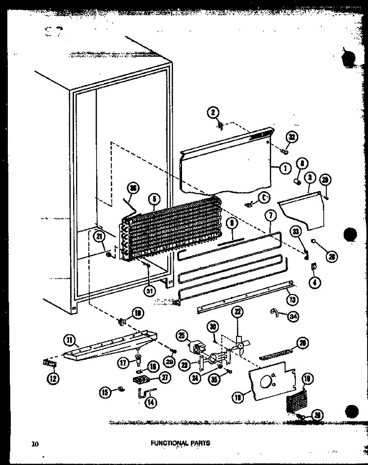 FUNCTIONAL PARTS Diagram and Parts List for UF22C P6034582W Amana Freezer