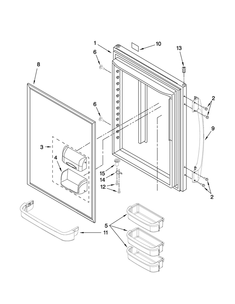 Refrigerator Door Parts Diagram and Parts List for ABB2227VEW1  Amana Refrigerator