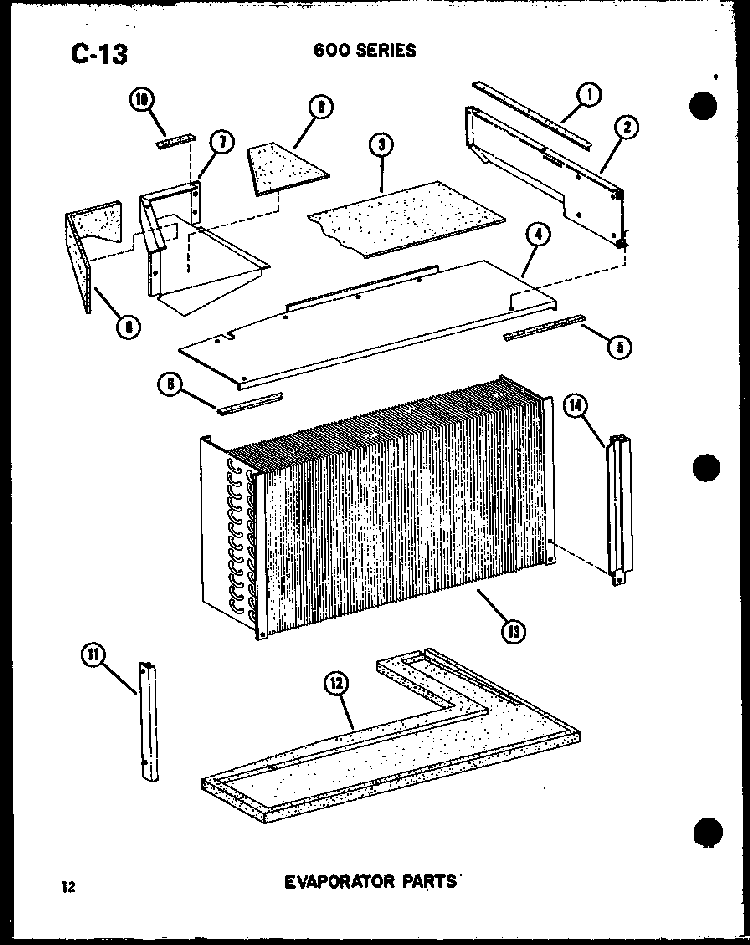 Evaporator Parts Diagram and Parts List for ES619-3R P54720-98R Amana Air Conditioner