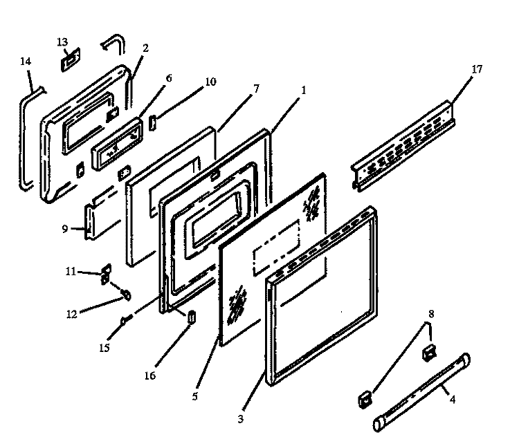 OVEN DOOR Diagram and Parts List for ESF34002LG P1130955N L Maytag Range