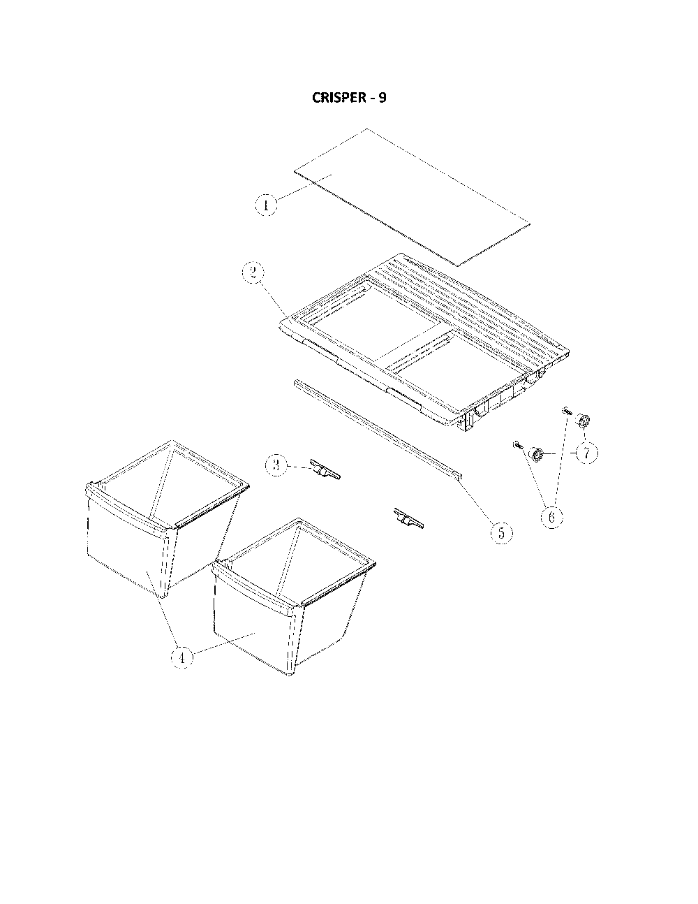 Crisper Diagram and Parts List for 11160515912  Kenmore Refrigerator