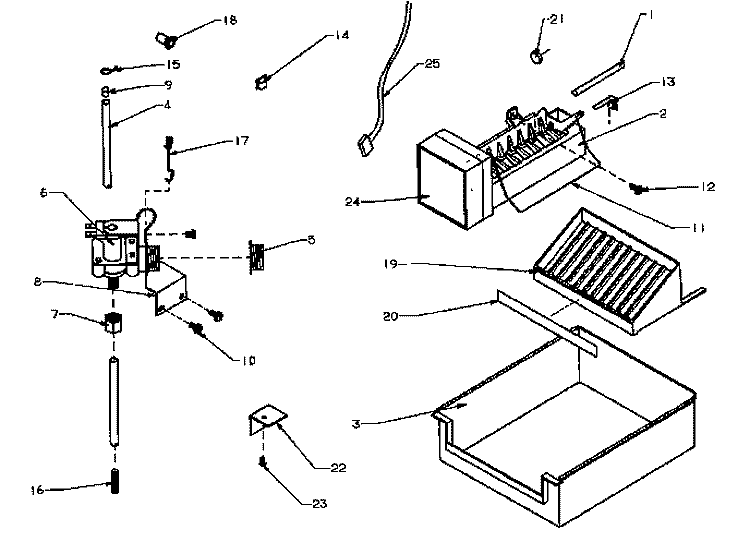 ADD - ON ICE MAKER ASSY FOR SIDE BY SIDES Diagram and Parts List for IC4R P1170102W Amana Refrigerator