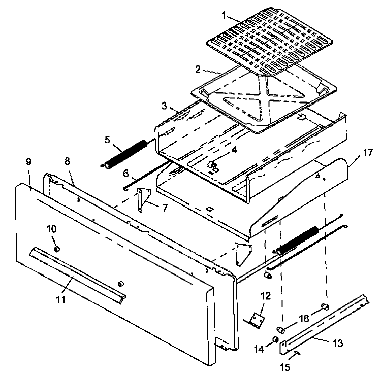 BROIL DRAWER ASSY Diagram and Parts List for RLS270UL P1142924N Amana Range