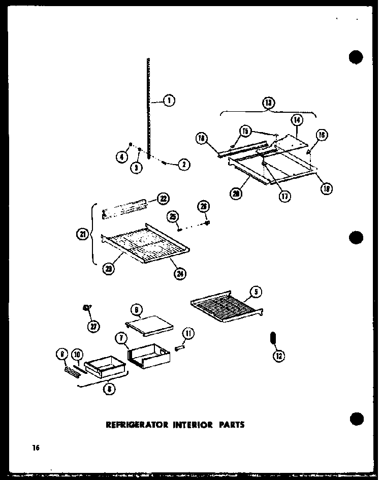 Refrigerator Interior Parts Diagram and Parts List for ESR22C-G-P73900-10WG  Amana Refrigerator