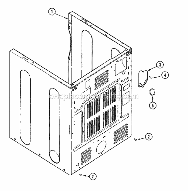CABINET - REAR Diagram and Parts List for  Maytag Dryer
