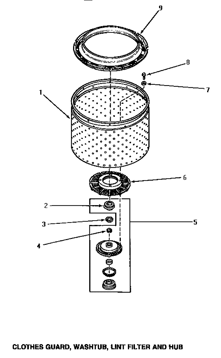 CLOTHES GUARD / WASHTUB / LINT FILTER & HUB Diagram and Parts List for  Amana Washer