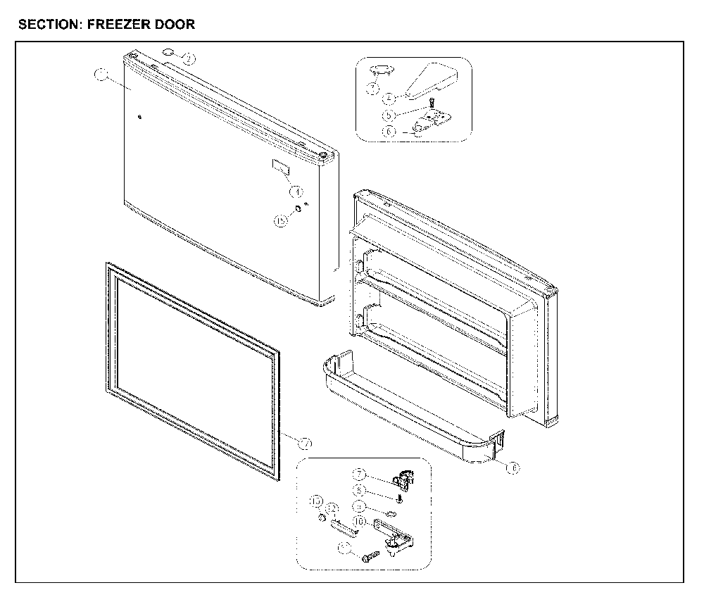 Freezer Door Diagram and Parts List for 11161209713  Kenmore Refrigerator