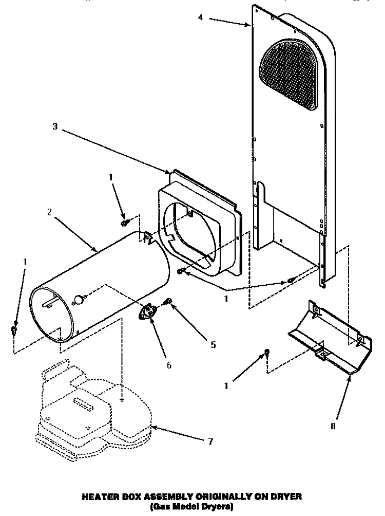 HEATER BOX ASSY (ORIGINAL) Diagram and Parts List for  Speed Queen Dryer