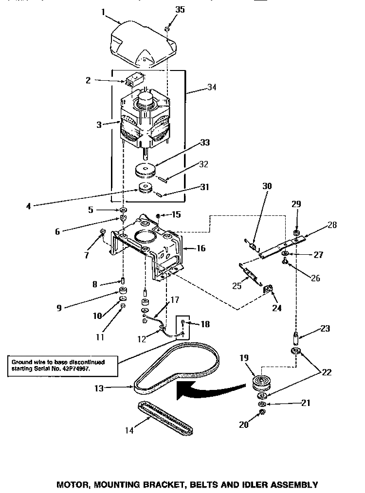 MOTOR, MTG BRACKET, BELTS & IDLER ASSY Diagram and Parts List for  Amana Washer