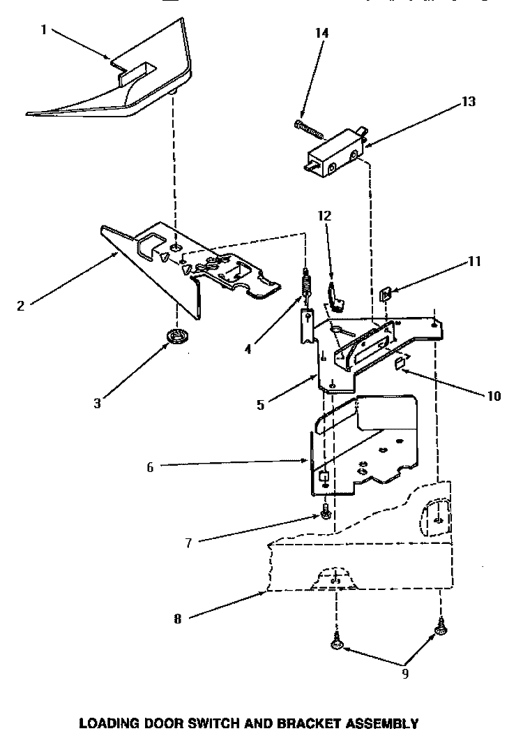 LOADING DOOR SWITCH & BRACKET ASSY Diagram and Parts List for  Amana Washer