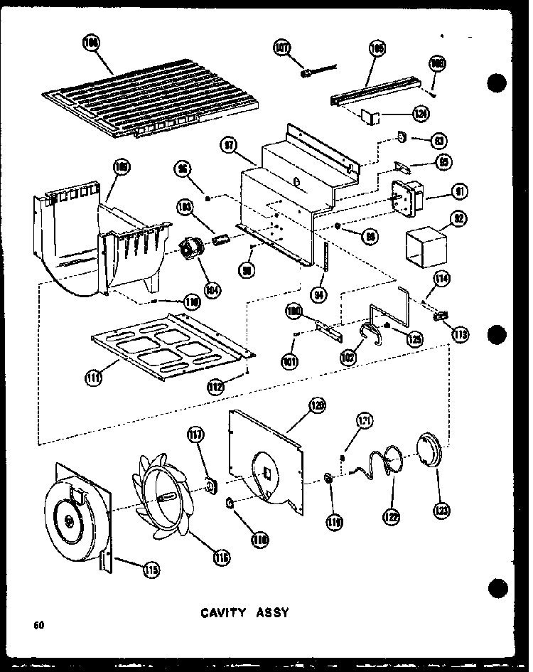 Cavity Assy Diagram and Parts List for SDI22N-1-C-P60230-91WC  Amana Refrigerator