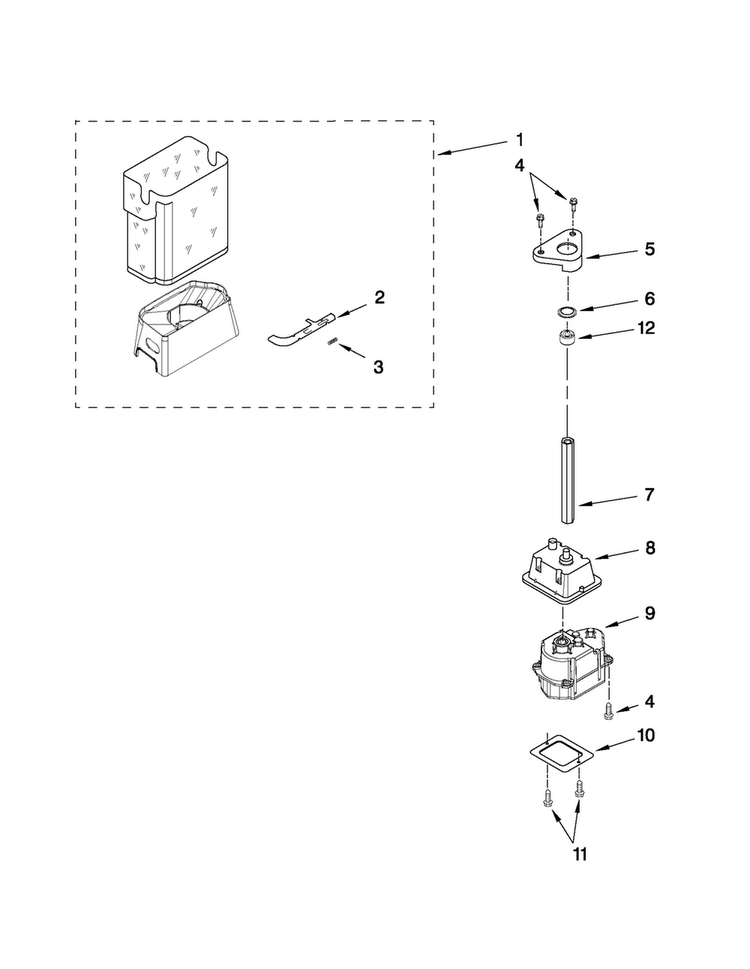 Motor And Ice Container Parts Diagram and Parts List for MSD2550VES03  Maytag Refrigerator