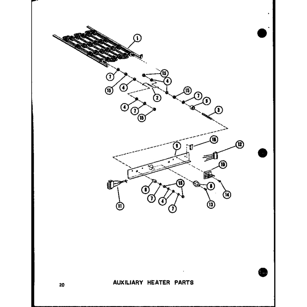 Auxiliary Heater Prts Diagram and Parts List for EBAH,BAH35 P55895-2 Amana Air Conditioner