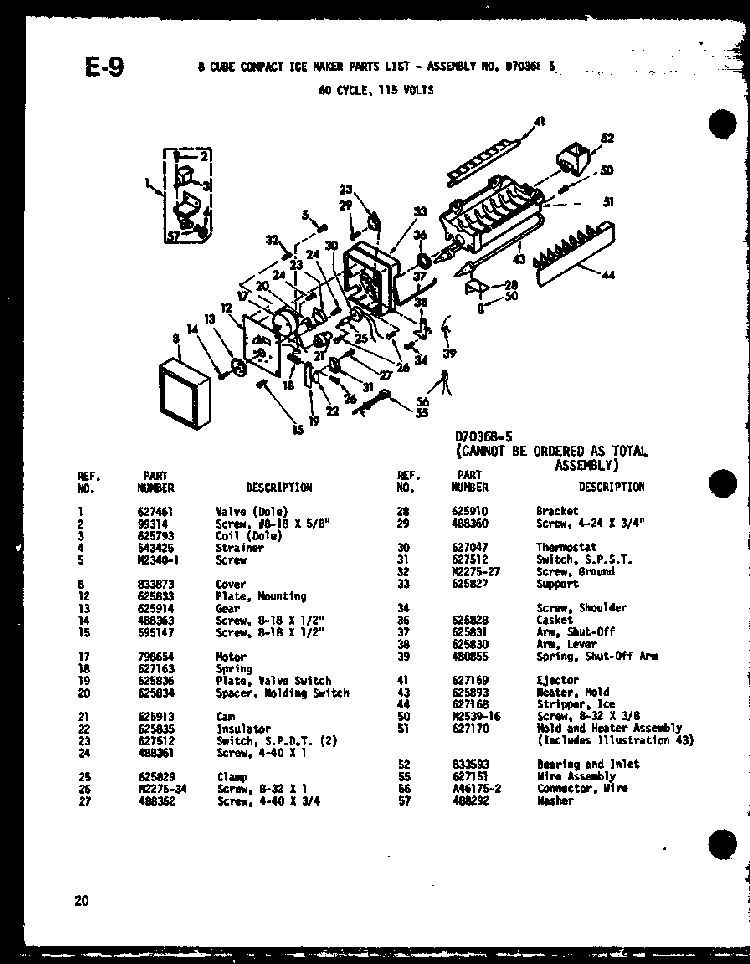 8 Cube Compact Ice Maker Diagram and Parts List for ESBFC16D-C-P60235-23WC  Amana Refrigerator