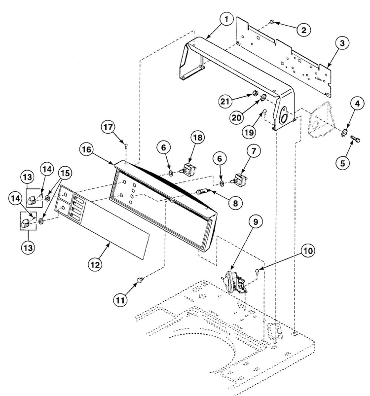 Control Panel Diagram and Parts List for SWT221LM  Speed Queen Washer