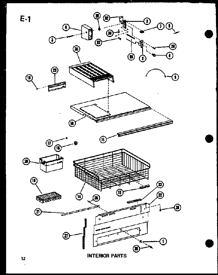 Interior Parts Diagram and Parts List for ESBFC16D-C-P60235-23WC  Amana Refrigerator