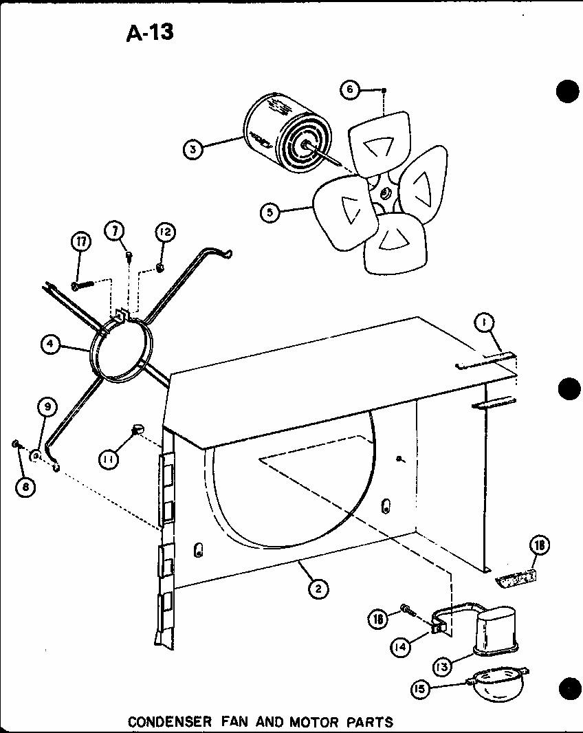 Condenser Fan And Motor Parts (erhq48-001a/p55201-95c) (erhq48-003a/p55201-96c) (erhq60-001a/p55201-97c) (erhq60-003a/p55201-98c) Diagram and Parts List for D55338-10  Amana Air Conditioner