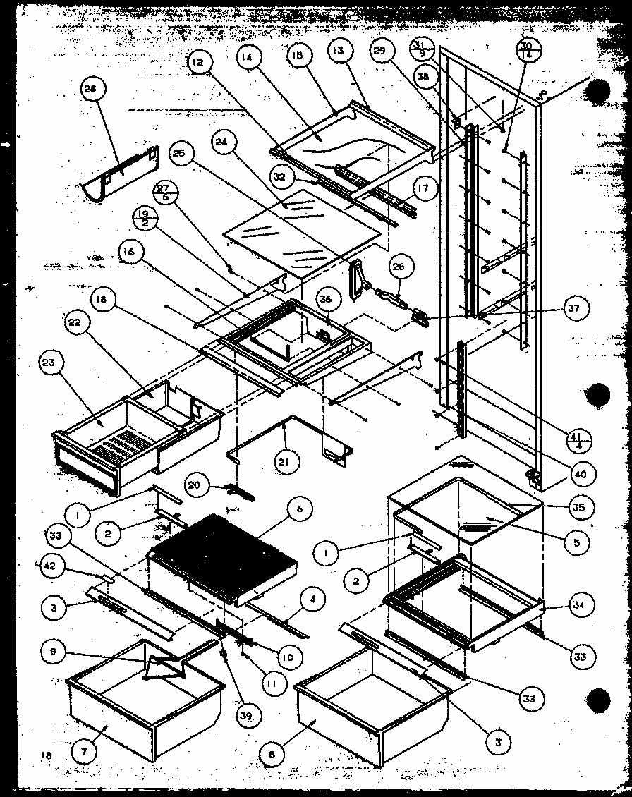 Refrigerator Shelving And Drawers (sbi20mw/p1120102ww) (sbd20mw/p1120201ww) Diagram and Parts List for SBI20M-P1120202W  Amana Refrigerator