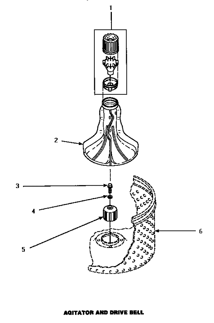 AGITATOR & DRIVE BELL Diagram and Parts List for P1163204W L Amana Washer