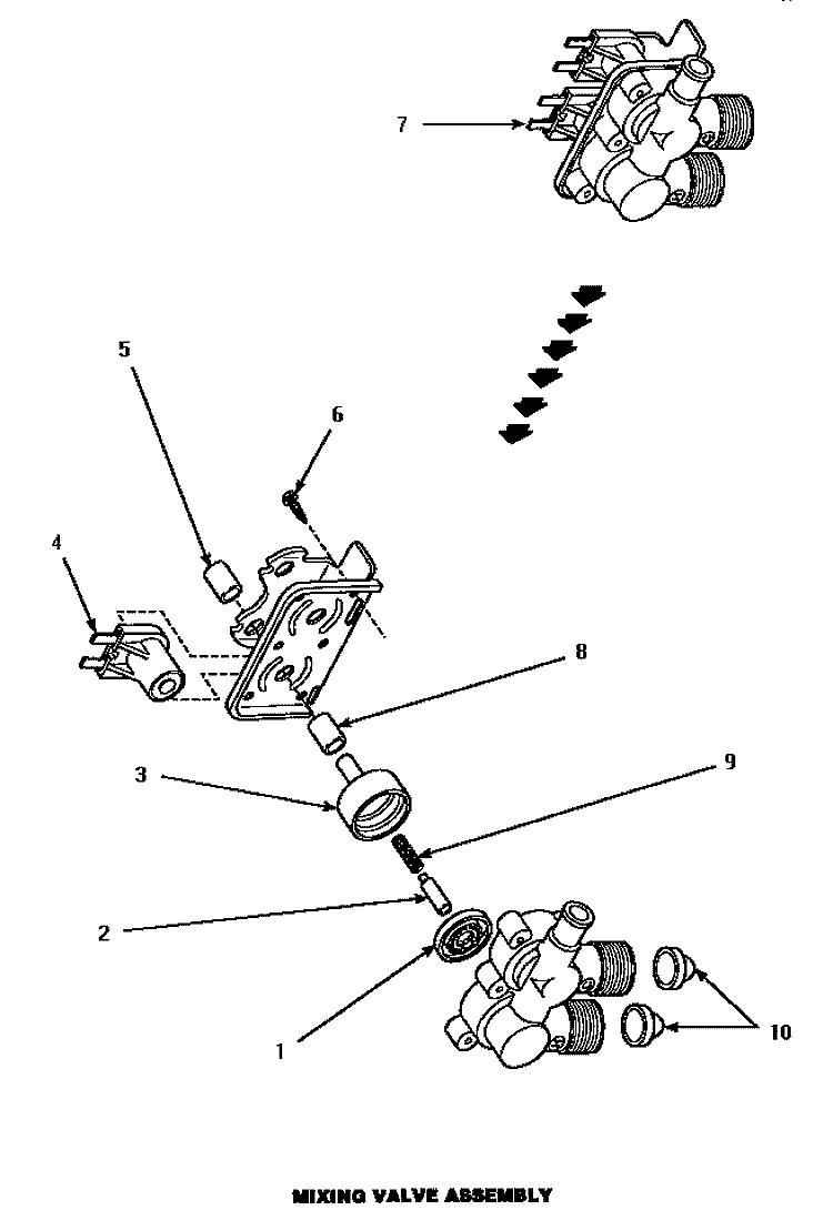 MIXING VALVE ASSY Diagram and Parts List for P1163204W L Amana Washer