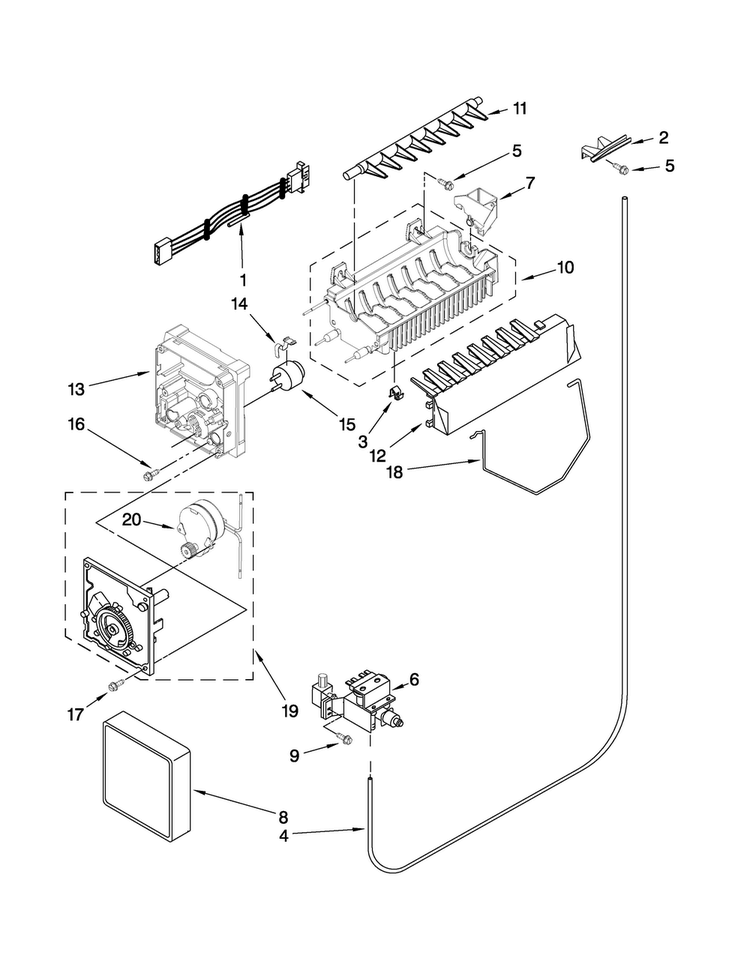 Icemaker Parts Diagram and Parts List for MSD2274VEM01  Maytag Refrigerator