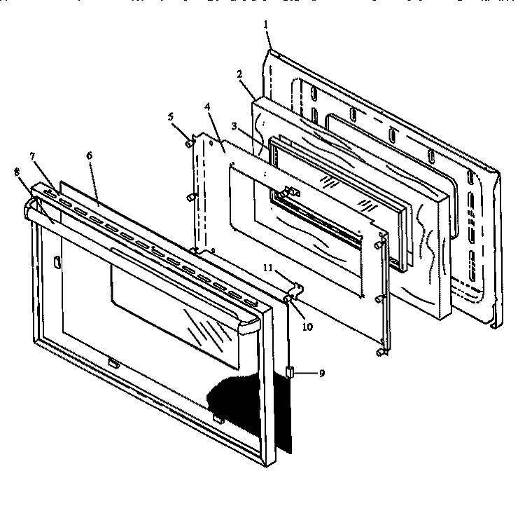 OVEN DOOR ASSY Diagram and Parts List for RLN347UL P1142959N L Amana Range