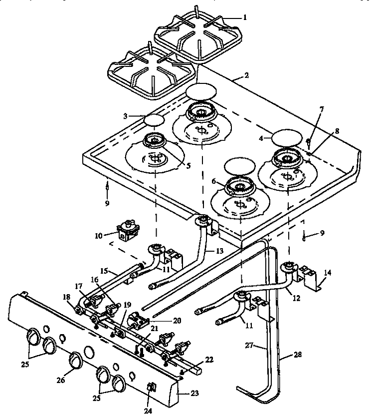SEALED TOP BURNER ASSY Diagram and Parts List for RLN385UL P1143130N L Amana Range