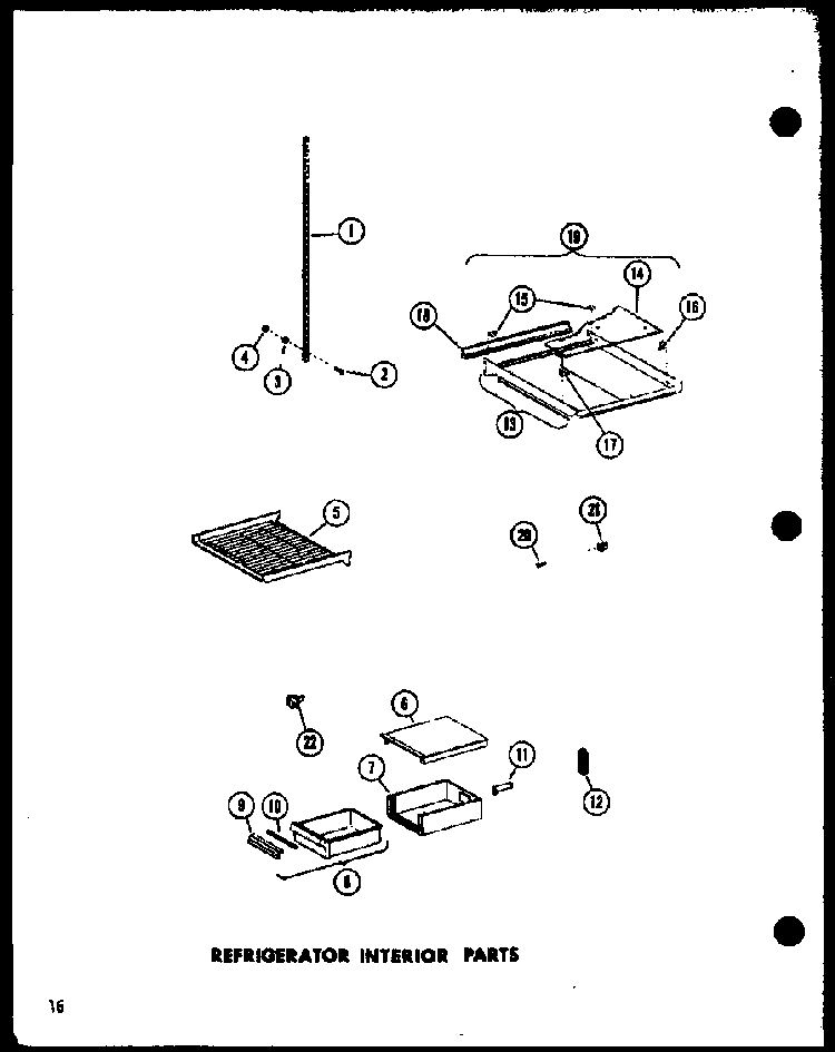 Refrigerator Interior Parts Diagram and Parts List for SP19E-C-P74870-2WC  Amana Refrigerator