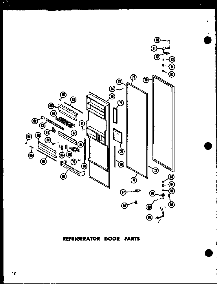 Refrigerator Door Parts Diagram and Parts List for SD19W-P60340-9W  Amana Refrigerator