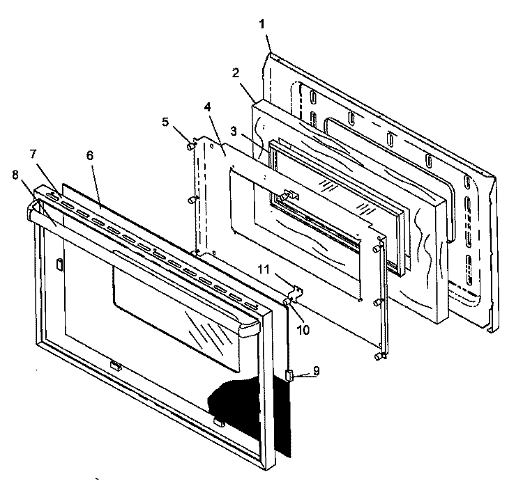 GLASS WINDOW OVEN DOOR ASSY Diagram and Parts List for SNK26CB5 P1142989N Amana Range