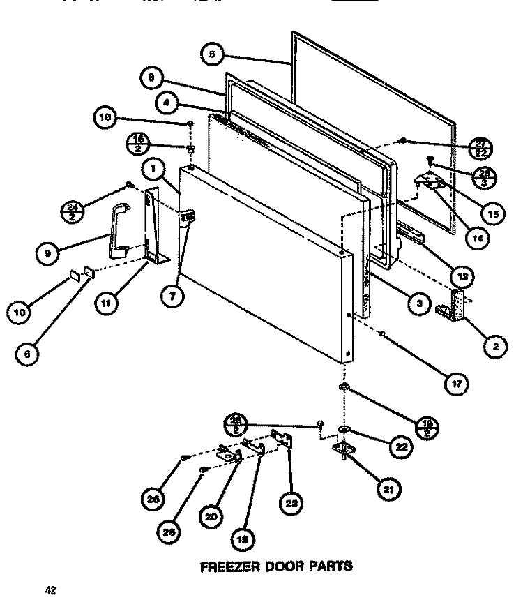 FZ DOOR Diagram and Parts List for TM516G1 P7655601W Amana Refrigerator