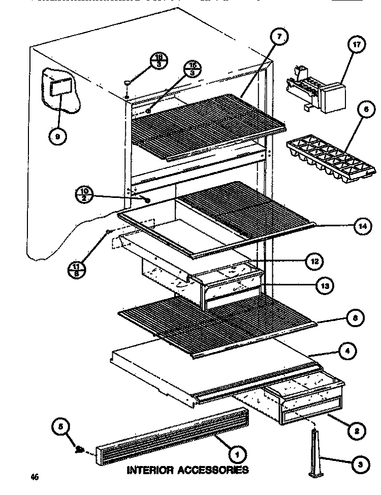 INTERIOR ACCESSORIES Diagram and Parts List for TM516G1 P7655601W Amana Refrigerator