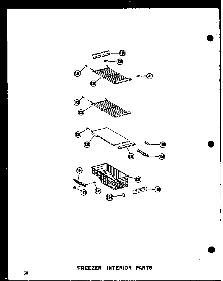 Freezer Interior Parts Diagram and Parts List for SDI22N-C-P60201-65WC  Amana Refrigerator