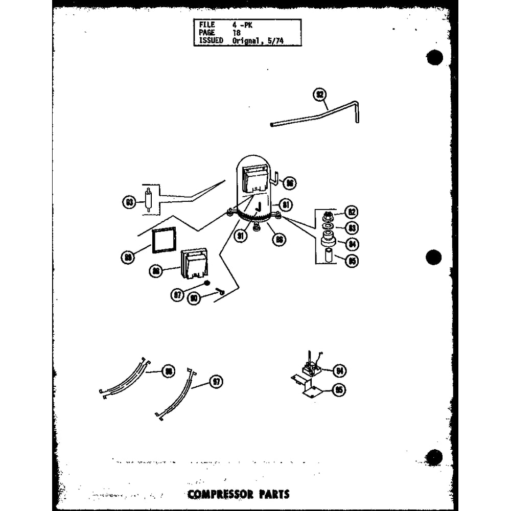 Compressor Parts Diagram and Parts List for PKE3-3H P54565-7C Amana Air Conditioner