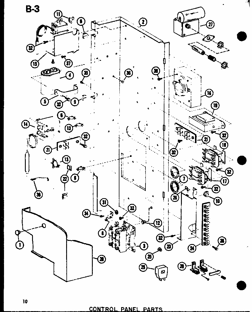 Control Panel Parts (erhq48-001a/p55201-95c) (erhq48-003a/p55201-96c) (erhq60-001a/p55201-97c) (erhq60-003a/p55201-98c) Diagram and Parts List for D55338-10  Amana Air Conditioner