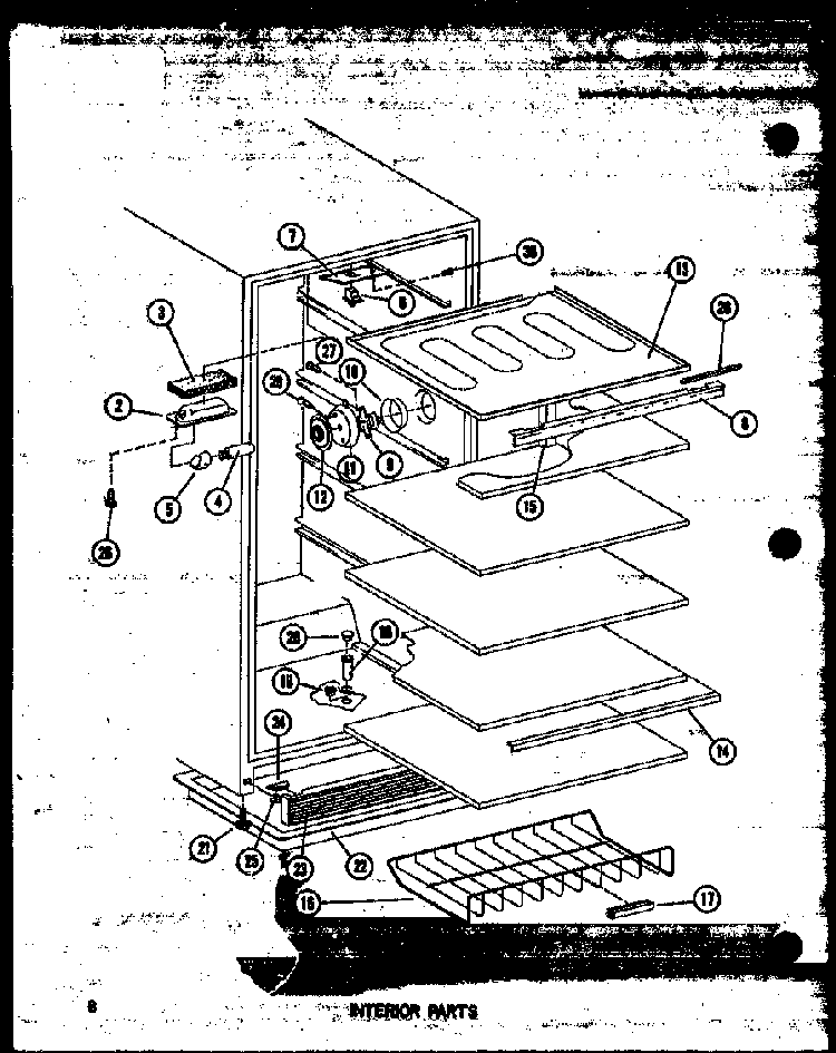 Interior Parts Diagram and Parts List for P60345-58WL Amana Freezer