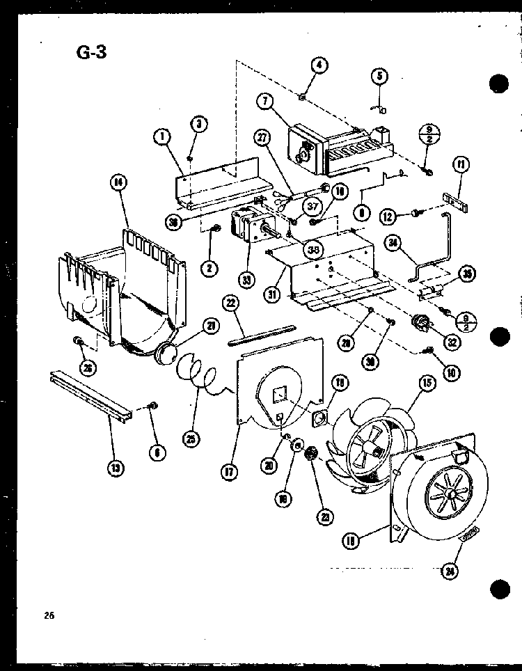 Icemaker/motor, Drive Diagram and Parts List for SLDI22F-C-P75400-19WC  Amana Refrigerator
