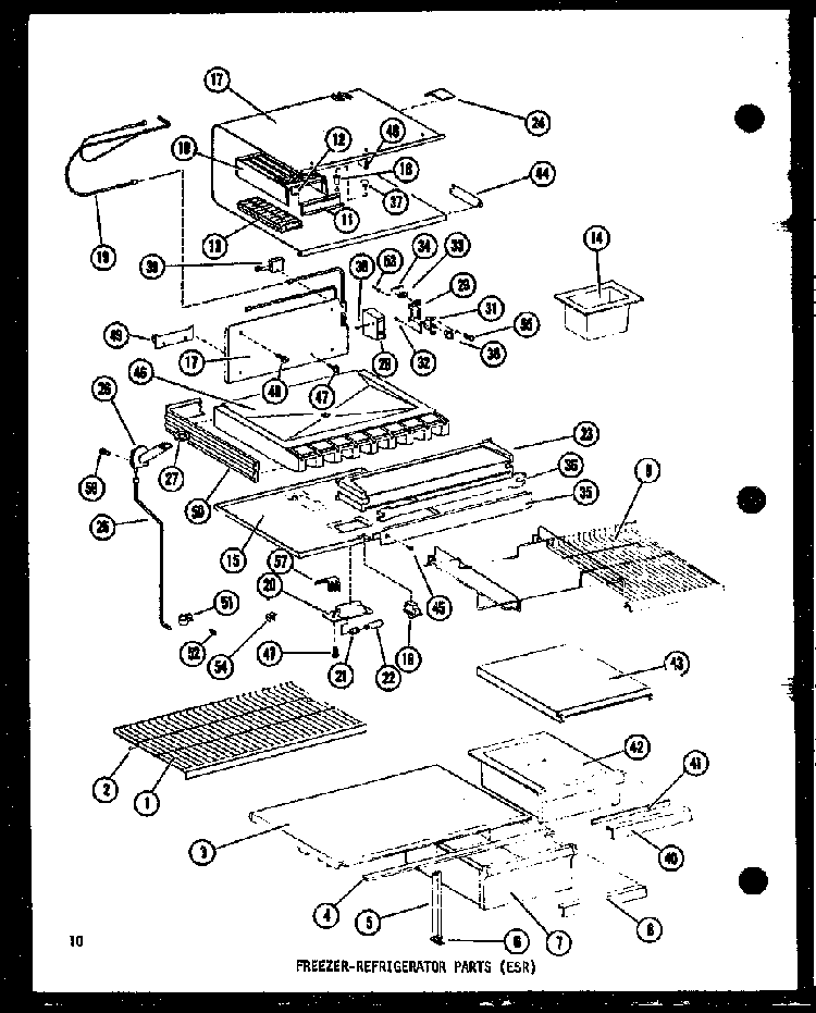 Freezer-refrigerator Parts Diagram and Parts List for ESR14D-P73953-16W  Amana Refrigerator