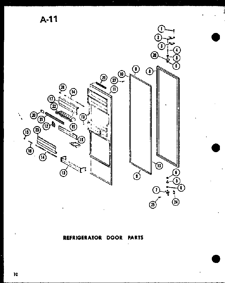 Refrigerator Door Parts Diagram and Parts List for SR19E-1-G-P74870-22WG  Amana Refrigerator