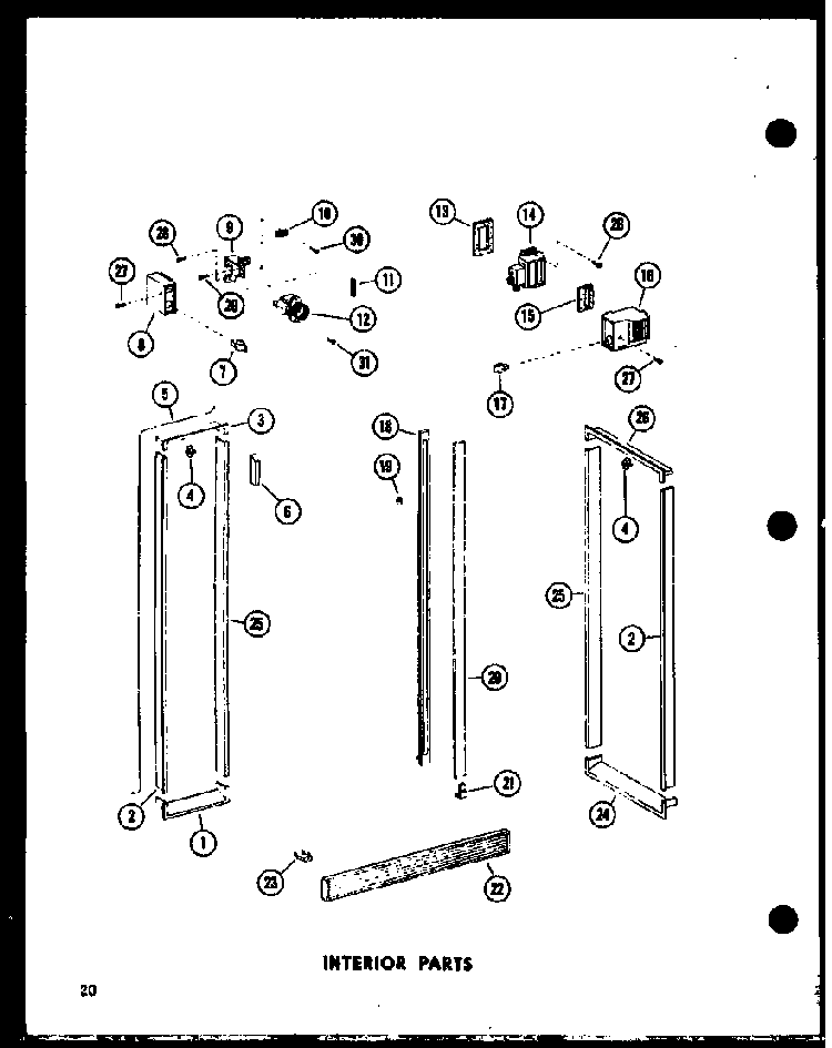 Interior Parts Diagram and Parts List for ESR22D-P73900-20W  Amana Refrigerator