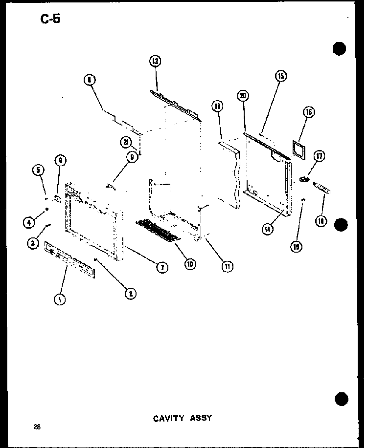 Cavity Assy Diagram and Parts List for SDI22W-P60350-32W  Amana Refrigerator