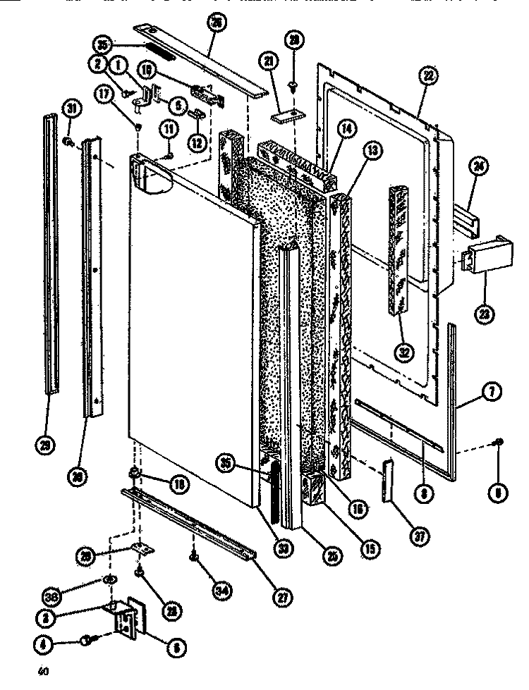 Page 2 Diagram and Parts List for SDI525F1 P7642501W Amana Refrigerator