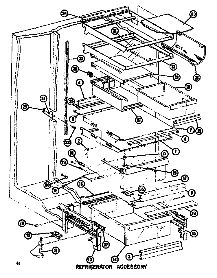 REF ACCESSORY Diagram and Parts List for SDI525F1 P7642501W Amana Refrigerator