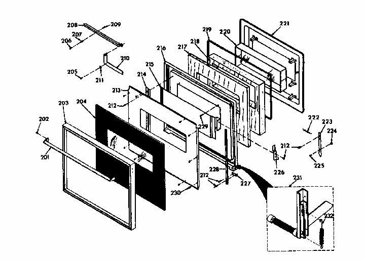 Black Glass Door-model No. 850.4237791; .4237792 Diagram and Parts List for 8504237791  Kenmore Range