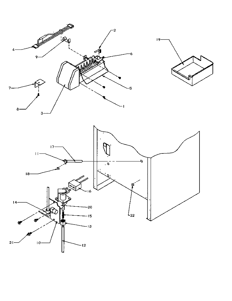 ICE MAKER Diagram and Parts List for BXI22S5E P1196601W E Amana Refrigerator