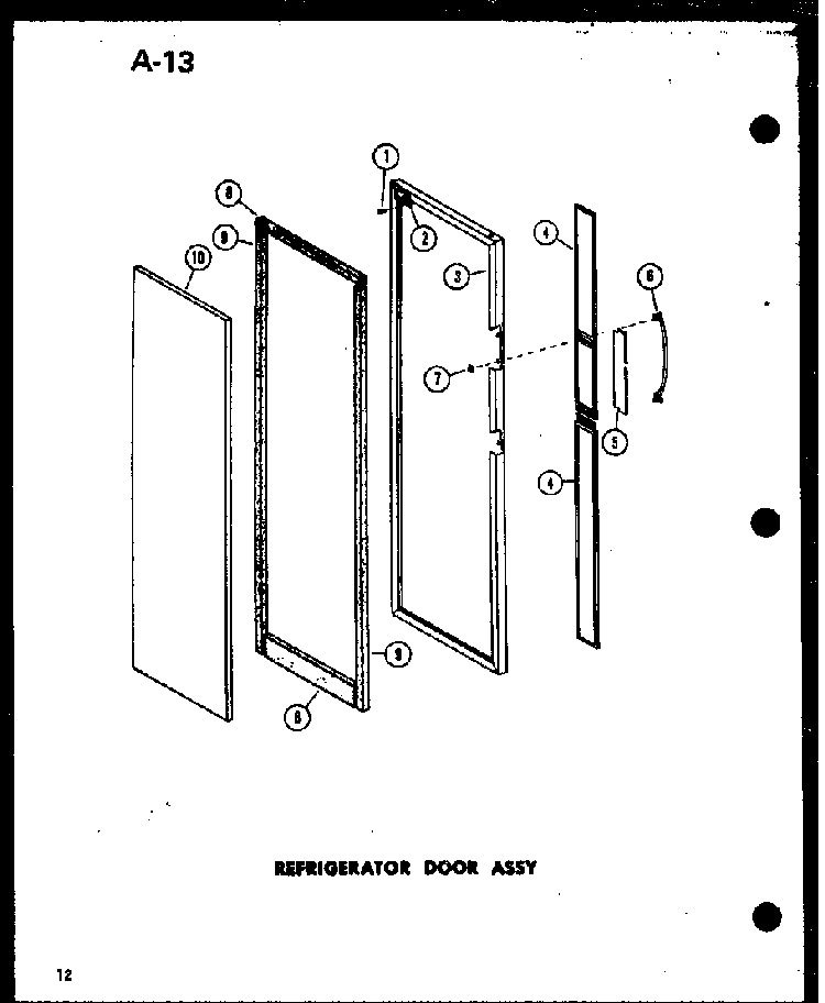 Refrigerator Door Assy Diagram and Parts List for SR19E-1-G-P74870-22WG  Amana Refrigerator