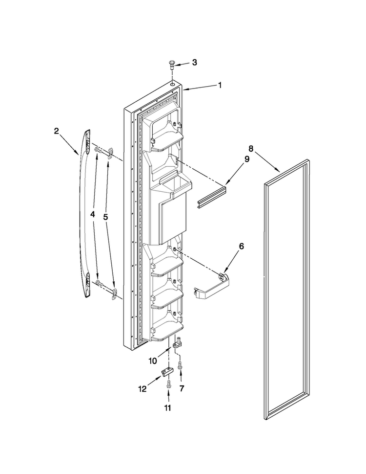Freezer Door Parts Diagram and Parts List for MSD2574VEM11  Maytag Refrigerator