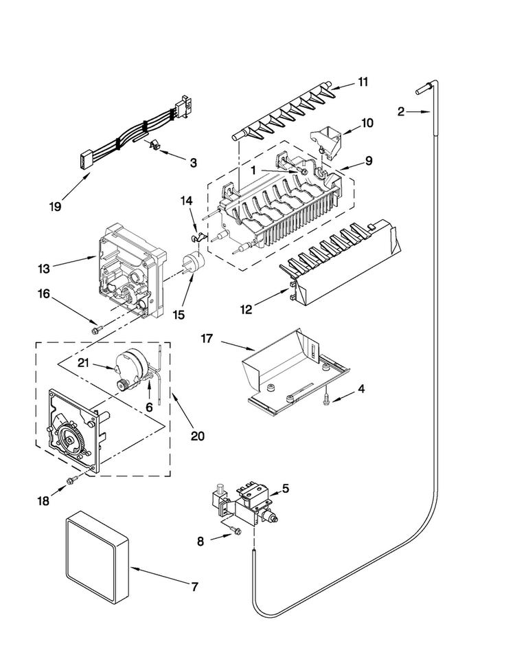 Icemaker Parts Diagram and Parts List for MSD2550VES03  Maytag Refrigerator